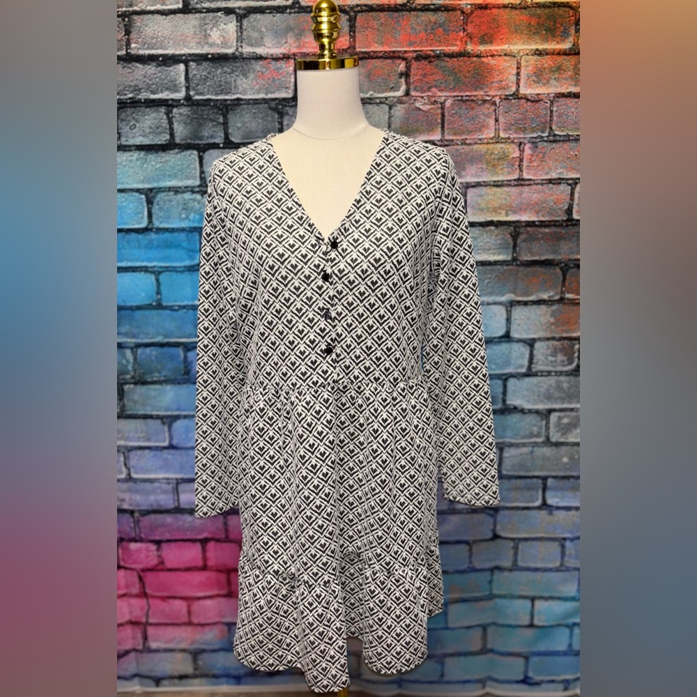 NWT Loft Gray and Cream Dress